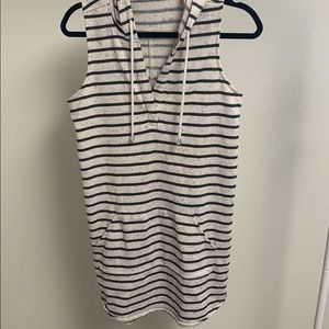 Hooded Sleeveless Striped Sweater Dress